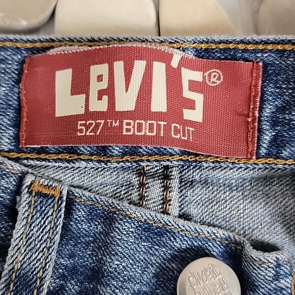 Levi's 527 red tab blue denim bootcut jeans Size 28 Juniors 16 - Picture 11 of 15